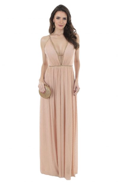 Vestido de Festa Longo Rose Brilho