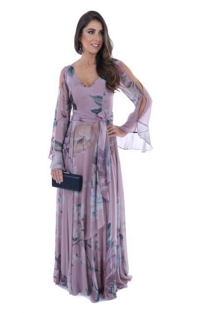 Vestido de Festa Longo Rose Estampado