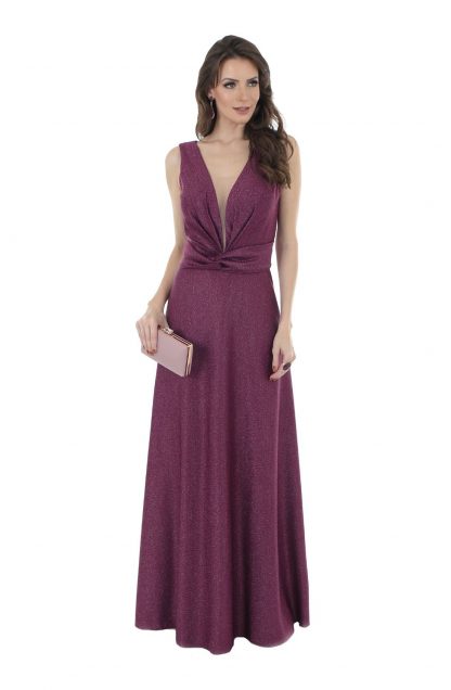 Vestido de Festa Longo Roxo Lurex