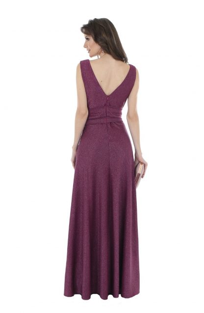 Vestido de Festa Longo Roxo Lurex - Image 2