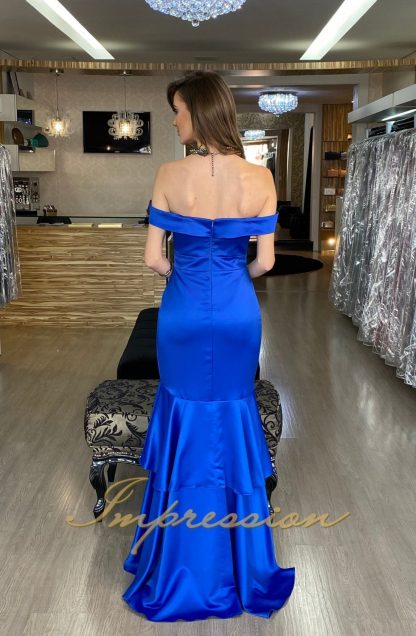 Vestido de Festa Longo Sereia Cetim Azul Royal - Imagem 3