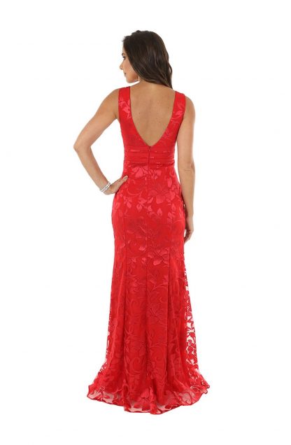 Vestido de Festa Longo Vermelho Renda - Imagem 3