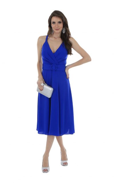 Vestido de Festa Midi Azul Royal
