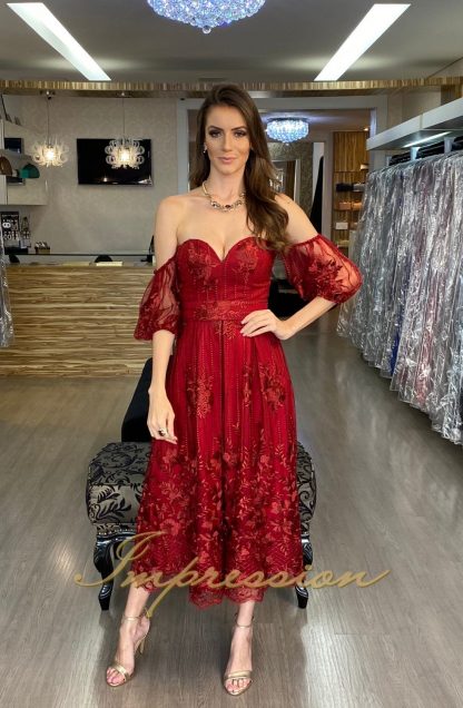 Vestido de Festa Midi Marsala - Image 2