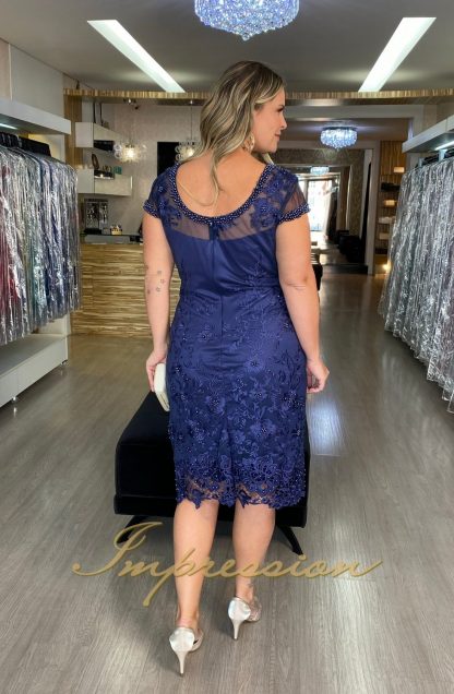 Vestido de Festa Midi Plus Size Azul  Marinho - Image 3