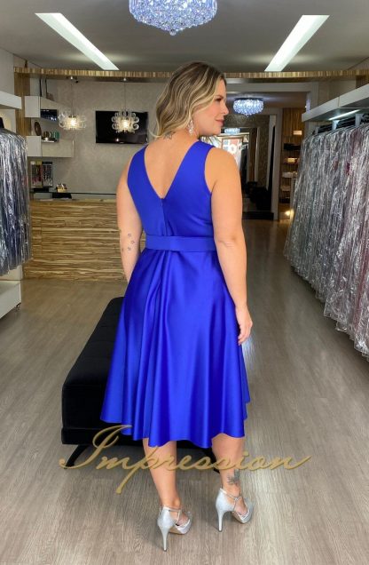 Vestido de Festa Midi Plus Size Azul Royal - Image 3