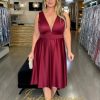Vestido de Festa Midi Plus Size Marsala