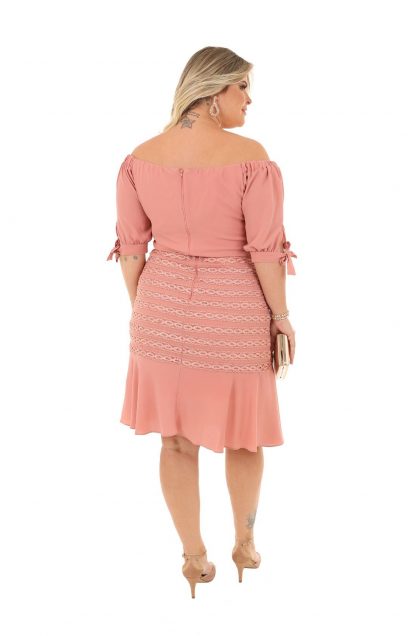 Vestido de Festa Midi Plus Size Rosa - Image 2