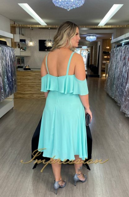 Vestido de Festa Midi Plus Size Verde Tifany - Imagem 3