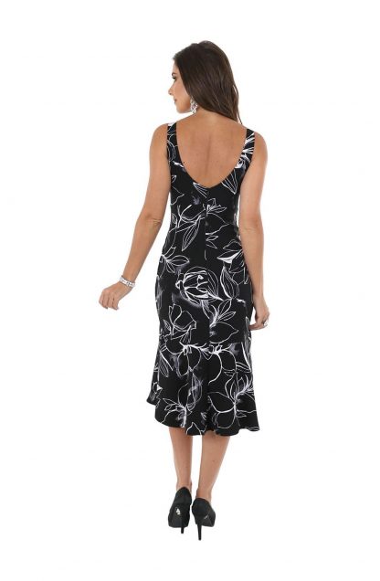 Vestido de Festa Midi Preto Floral - Imagem 2