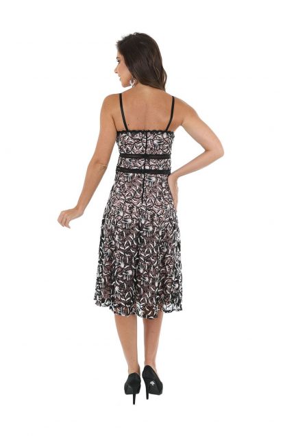 Vestido de Festa Midi Preto Renda - Imagem 2