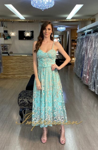 Vestido de Festa Midi Verde Renda - Imagem 2