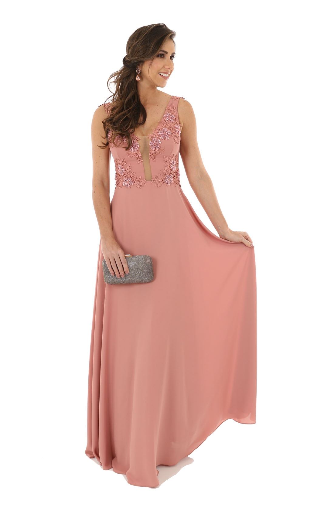 vestido longo rosa comprar