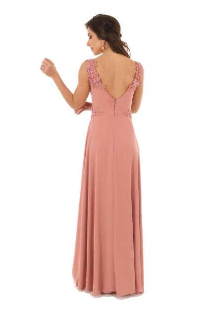 Vestido de Festa Longo Rosa Antigo Bordado - Imagem 3
