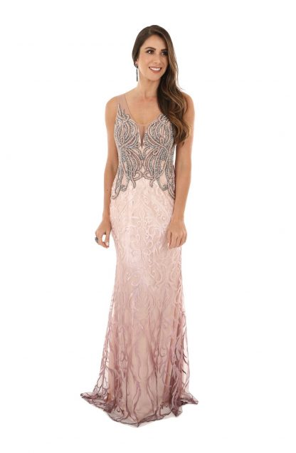 Vestido de Festa Longo Rose Bordado