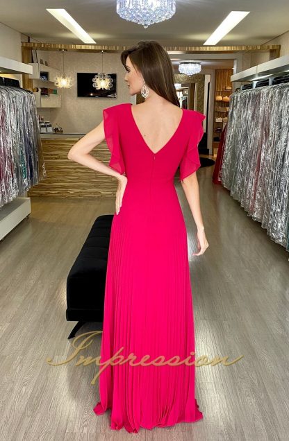 Vestido de Festa Longo Pink com Manguinha - Imagem 3