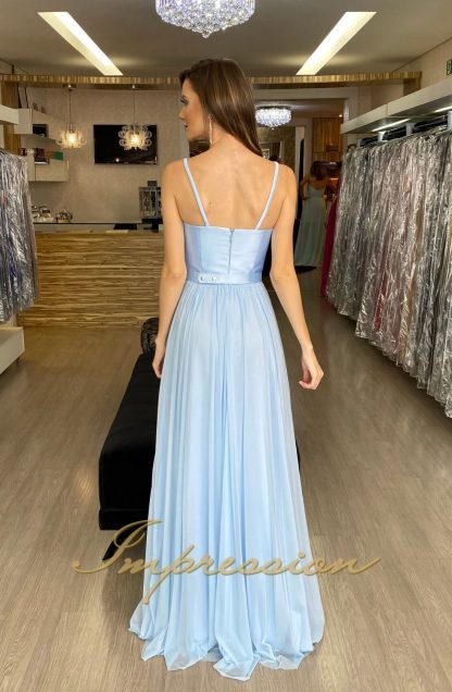 Vestido de Festa Longo Azul Serenity Zibeline e Saia Tule - Image 3