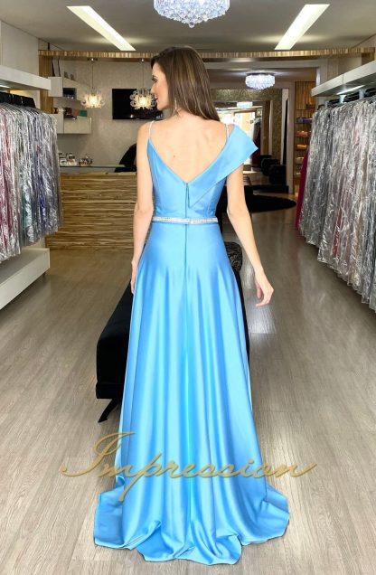 Vestido de Festa Longo Azul Serenity Detalhe Strass - Image 3