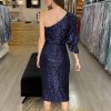Vestido de Festa Midi Marinho em Paetês - Imagem 3