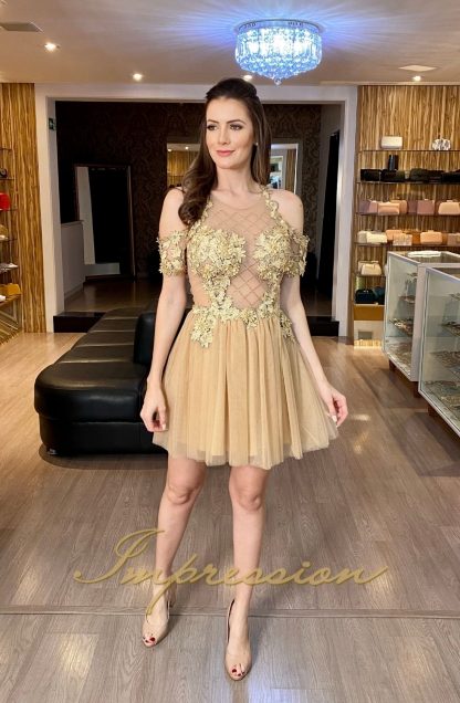 Vestido de Festa Curto Nude
