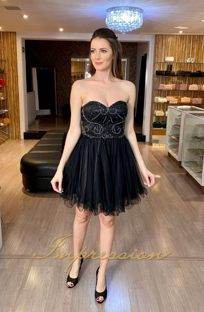 Vestido de Festa Curto Preto - Impression Modas