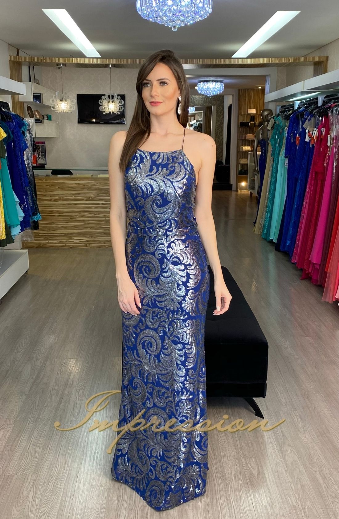 Vestido de formatura longo com best sale brilho