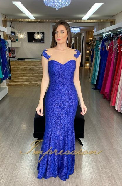 Vestido de Festa Longo Azul Royal