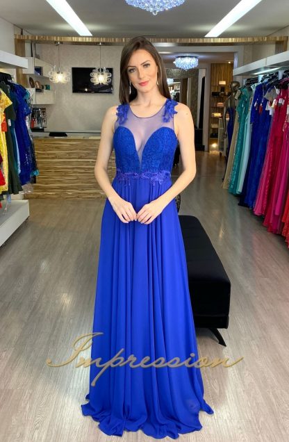 Vestido de Festa Longo Azul Royal