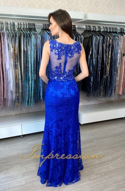 Vestido de Festa Longo Azul Royal Renda - Image 2