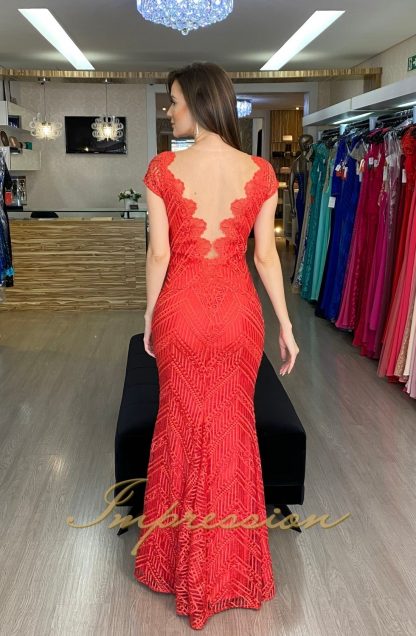 Vestido de Festa Longo Coral - Image 2
