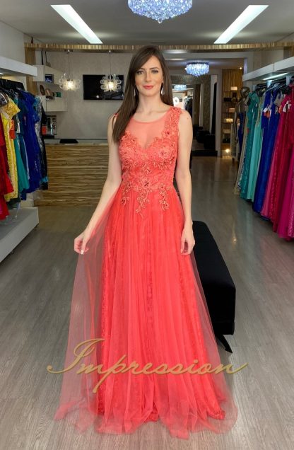 Vestido de Festa Longo Coral