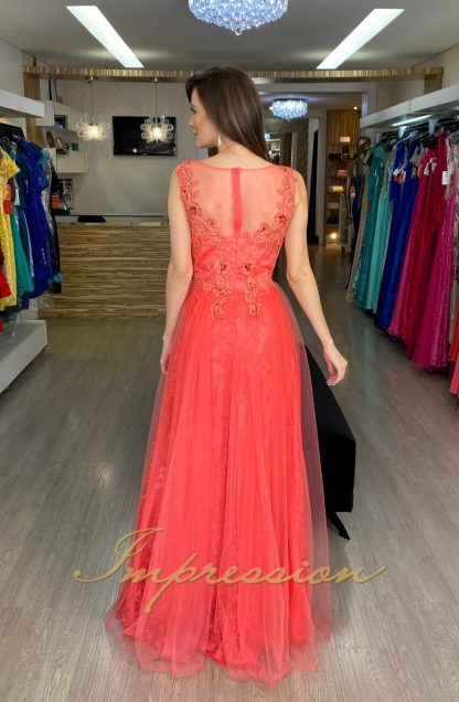 Vestido de Festa Longo Coral - Image 2