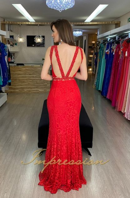Vestido de Festa Longo Vermelho - Image 2