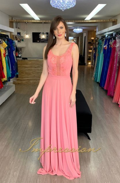 Vestido de Festa Longo Coral