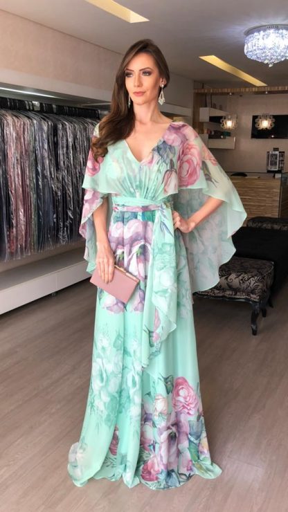 Vestido de Festa Longo Estampado