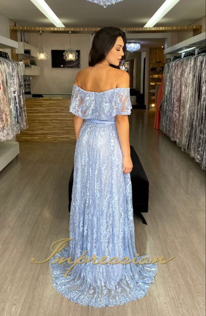 Vestido de Festa Longo Azul Serenity Renda - Image 3
