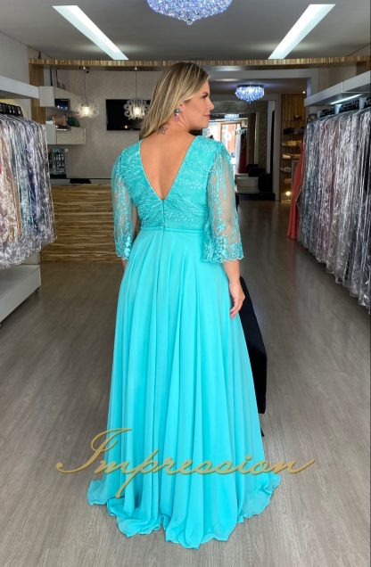 Vestido de Festa Longo Plus Size Tifany Manga - Image 3