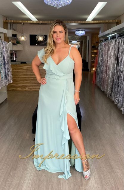 Vestido de Festa Longo Plus Size Verde Menta - Imagem 2