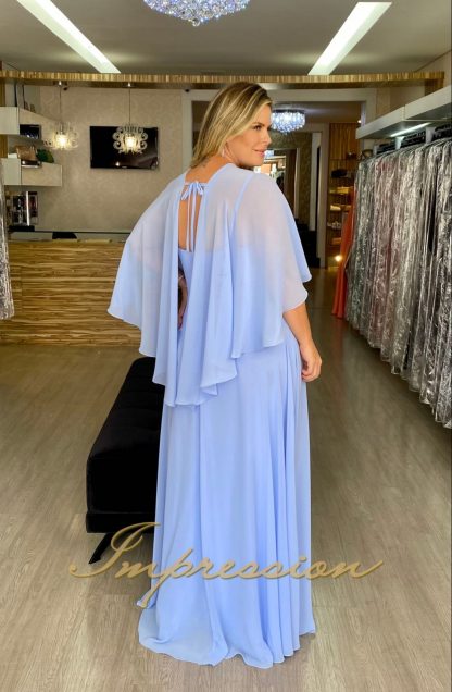 Vestido de Festa Longo Plus Size Azul Serenity - Imagem 3