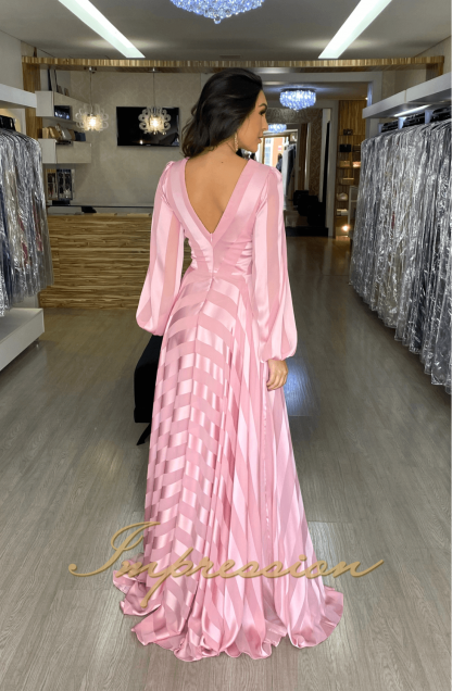 Vestido de Festa Longo Rose com Manga - Image 3