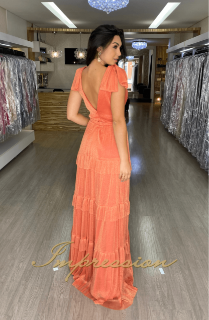 Vestido de Festa Longo Coral - Image 3