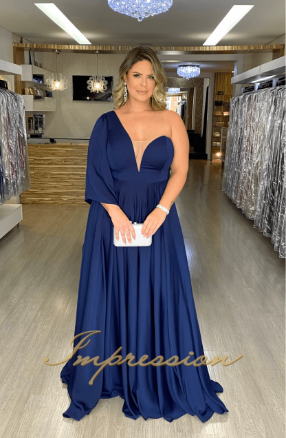 Vestido de Festa Longo Plus Size Azul Marinho - Image 2