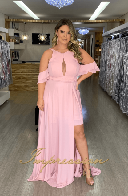 Vestido de Festa Longo Plus Size Rose - Image 2