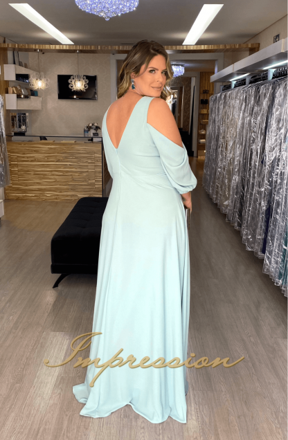 Vestido de Festa Longo Plus Verde Menta - Image 3