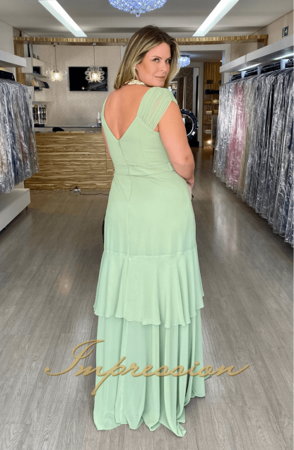 Vestido de Festa Plus Size Verde Menta - Image 3