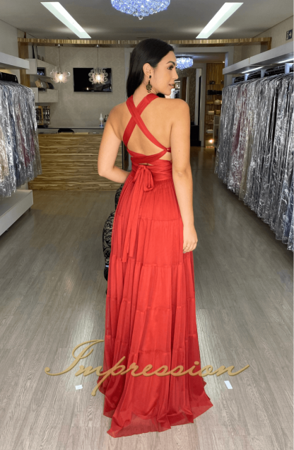Vestido de Festa Longo Terra Cota - Imagem 3