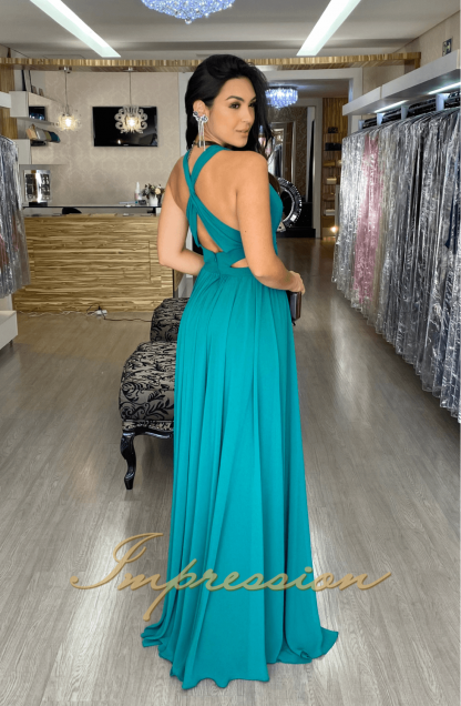 Vestido de Festa Longo Verde Esmeralda - Image 3