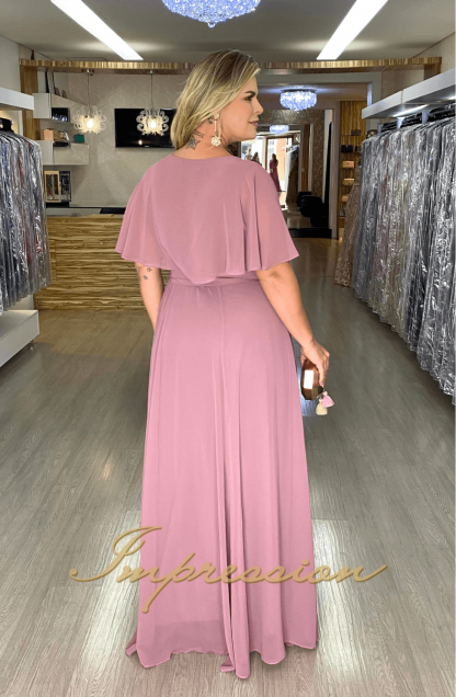 Vestido de Festa Longo Plus Size Rosa Canela - Image 3