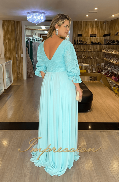 Vestido de Festa  Longo Plus Size Tifany com Manga - Image 3