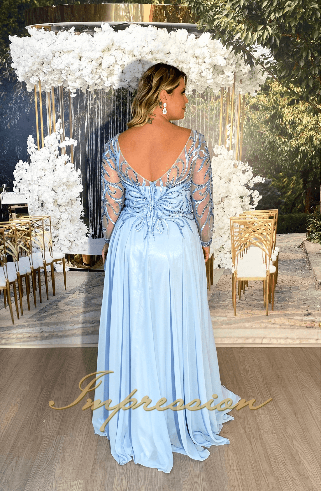 Vestido em pedraria best sale longo